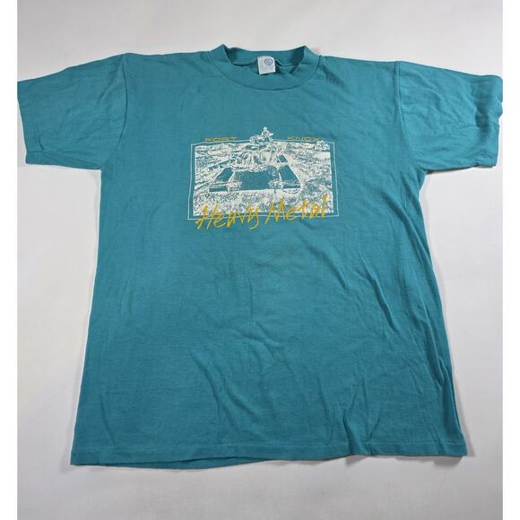 Vintage 80s Ft Knox Heavy Metal Shirt Teal Size Small - Picture 1 of 4